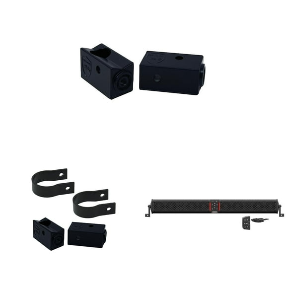 Wet Sounds STEALTH-XT-12-B STEALTH XT 12 Speaker All-In-One Amplified Bluetooth Soundbar With Remote – Black with Slider Brackets and 1.50" Round Clamps