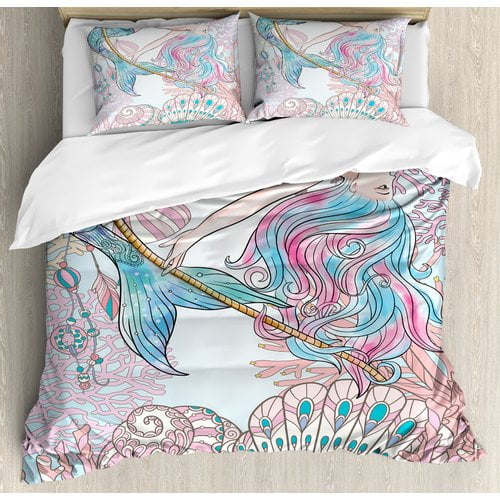 Ambesonne Mermaid Duvet Cover Set Walmart Com