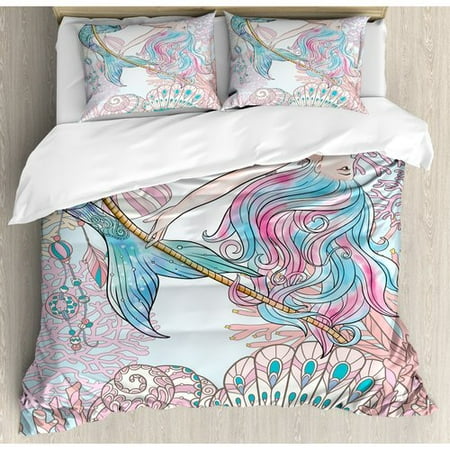Ambesonne Mermaid Duvet Cover Set Walmart Com