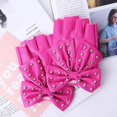 thumbnail image 4 of Fashion Street Dance PU Material Imitation Leather Rivet Dancing Gloves Women Gloves Half Finger Gloves Big Bow WHITE, 4 of 8