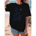 thumbnail image 1 of Women'S Casual Crew Neck T-Shirt, Polyester Knit Fabric, Regular Length, with Geometric Food Pattern, for Spring/Summer, 1 of 6