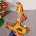 thumbnail image 6 of Pandaie Womens Low Heels Wedge Sandals Comfortable Dressy Walking Casual Slip on Slides Arch Support Orthopedic Summer Shoes with Metal Cutout Yellow 9, 6 of 8