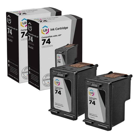 LD Products Compatible Replacement Ink Cartridges for HP CB335WN (HP 74) Black (2 pack)