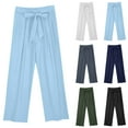 thumbnail image 1 of Sentmoon Stretch Pants for Women Solid Color Elastic Waist Womens Trouser Pants Oversized Relaxed Fit Linen Straight Leg Wide Leg Pants Woman for Summer and Hot Weather, 1 of 5