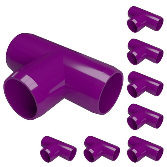 FORMUFIT PVC Fitting, Standard Tee , Furniture Grade, 3/4" Size, Purple, 8-Pack (F034TEE-PU-8)