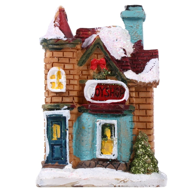 FELTECHELECTR 1 casa luminosa navideña con lámpara LED, modelo de villa de resina, recuerdo de fiesta