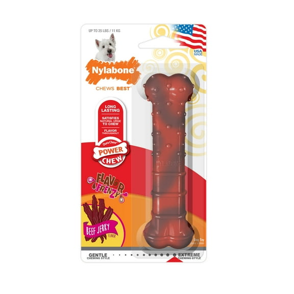 Nylabone Power Chew Textured Bone Dog Chew Toy Beef Jerky Small (1 Count)