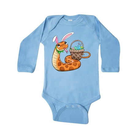 

Inktastic Easter Cute Snake with Basket and Bunny Ears Gift Baby Boy or Baby Girl Long Sleeve Bodysuit