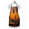 thumbnail image 3 of Vintage Beach Apron, Photo of Palm Trees at Manhattan Beach in Los Angeles Sunset Silhouette Art, Unisex Kitchen Bib with Adjustable Neck for Cooking Gardening, Adult Size, Multicolor, by Ambesonne, 3 of 4