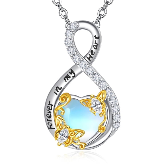 TANGPOET Butterfly Necklace for Women Sterling Silver Moonstone Butterfly Pendant Necklace Cute Animal Jewelry Anniversary Birthday Gift for Wife Her Mom