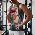 thumbnail image 5 of Gukieu Blue Dinosaur Print Men's Quick Dry Fitness Vest, Round Neck Sleeveless Fitness Bodybuilding Top-Medium, 5 of 7