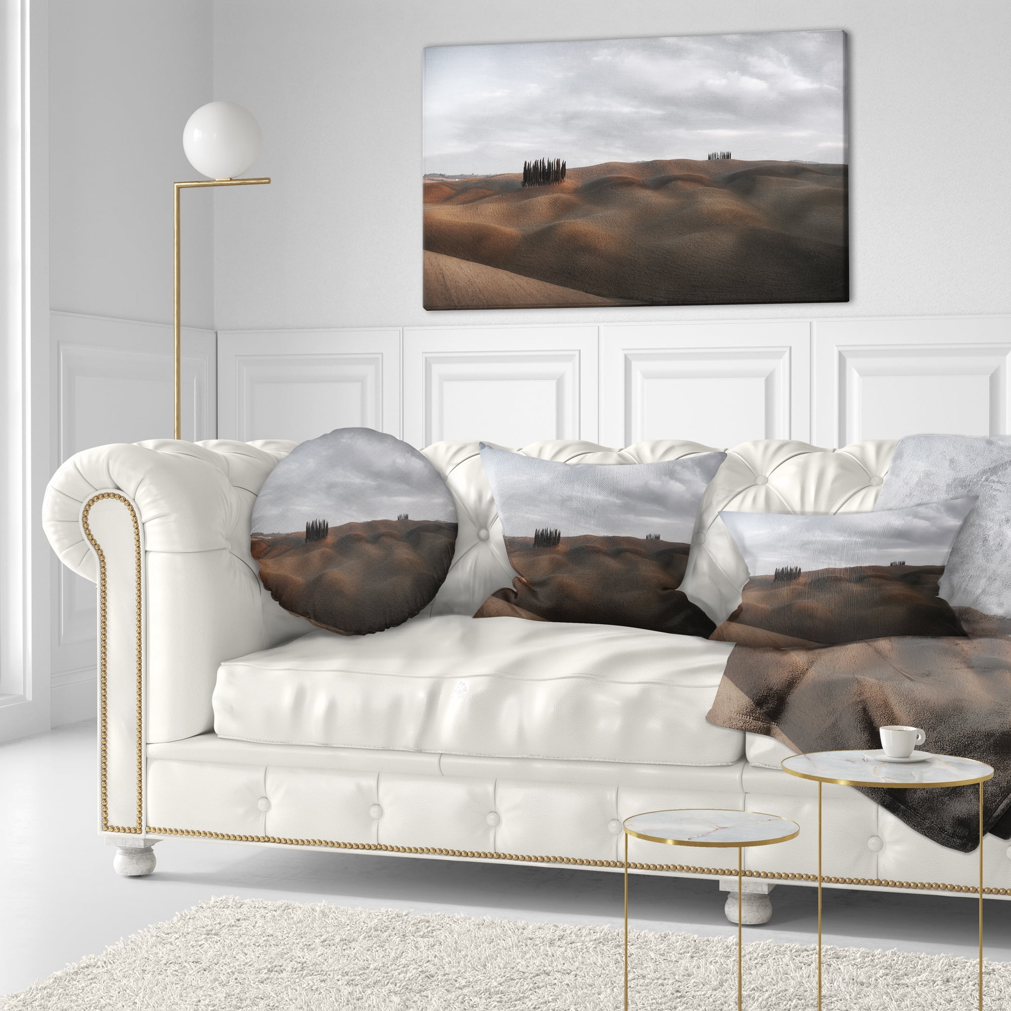 Designart Cypress Grove at the Field Panorama - Landscape Printed Throw Pillow - 12x20