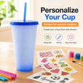 thumbnail image 6 of Artrylin 5 Pcs Reusable Changing Cups Set,Color Changing Tumblers,24oz Plastic Cold Drink Cups In Bright Colors,Iced Coffee Cups with Lids and Straws,Summer Tumblers for Party, 6 of 7