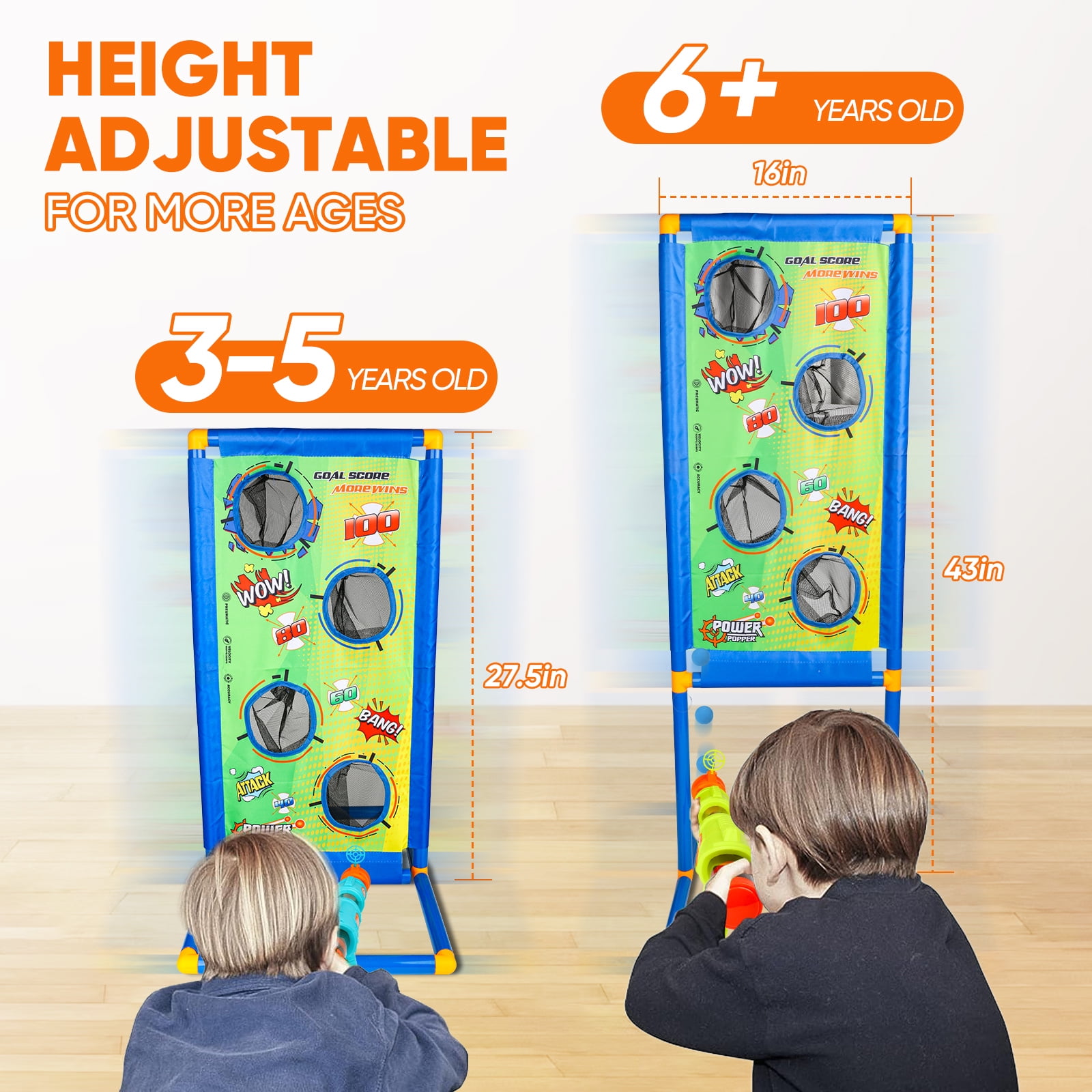 Carsky Shooting Game Toy for Kids Age 6-12 , 2 Air Pump & Shooting Target & 48 Foam, Indoor&Outdoor Play- Ideal Christmas Birthday Toy Gift for Boys 3+