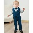thumbnail image 3 of CARETOO Boy Clothes 0-18M Floral Formal Shirt Waistcoat Suspender Pants Tie Outfit Cotton Fabric, 3 of 19
