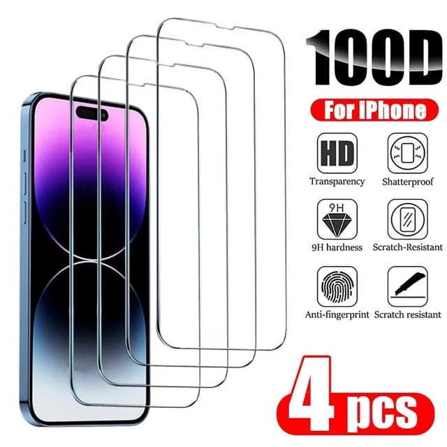 4 Uds vidrio templado para IPhone 14 13 12 11 Pro Max Protector de pantalla para IPhone 11 13Mini 7 8 14 Plus SE X XS XR 14Pro Glass
