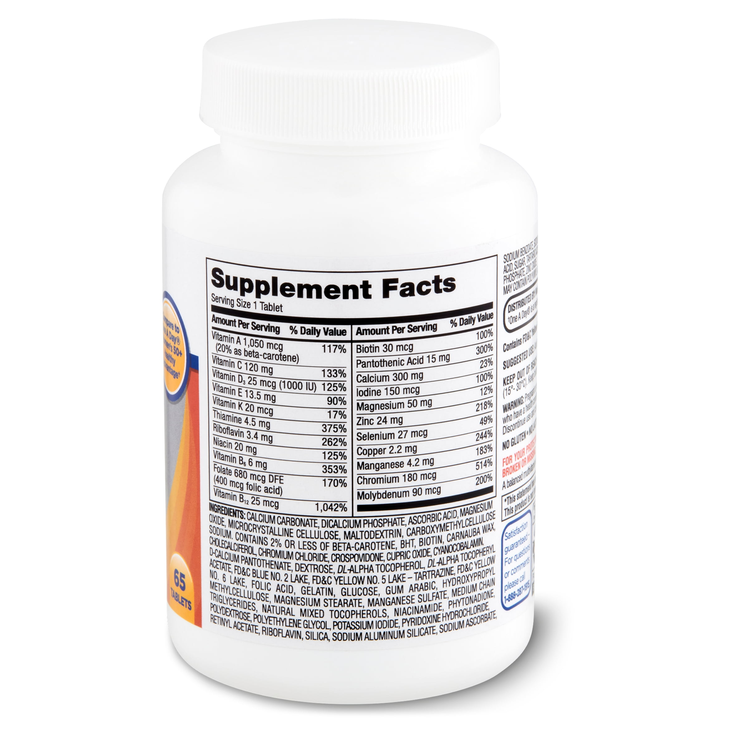 Equate One Daily Dietary Supplement, Women's 50+, 65 Count