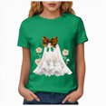 thumbnail image 4 of TOWED22 Halloween Cute Ghost Wear Bow T-Shirts for Women Graphic Short Sleeve Tees Cotton Crew Neck T Shirt Casual Tops(Green,M), 4 of 8