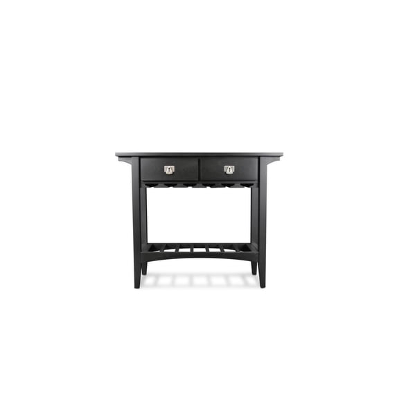 Solid Hardwood Wine Stand with Glass & Bottle Storage - 36" Bar Cabinet