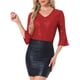 thumbnail image 1 of Top de lentejuelas INSPIRE CHIC para mujer con mangas de campana 3/4, escote en V, metálico, brillante y con purpurina, blusa de fiesta M roja, 1 of 6