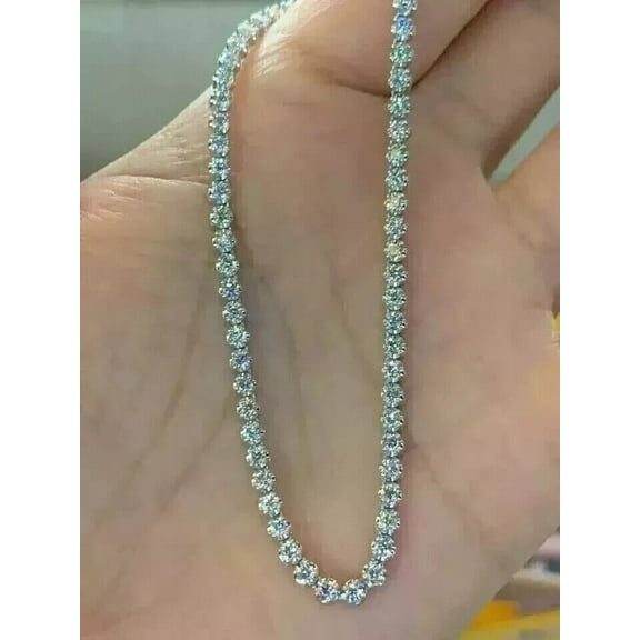 4MM Lab Created 16CT Round Diamond Women's Tennis Necklace 14k White Gold Plated