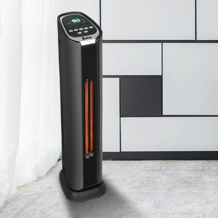 Personal Space Heater, Tower Portable Electric Infrared Quartz Heater with Timer and Thermostat, Small Space Heater with Remote Control for Office Home, Overheat and Tip-Over Protection,