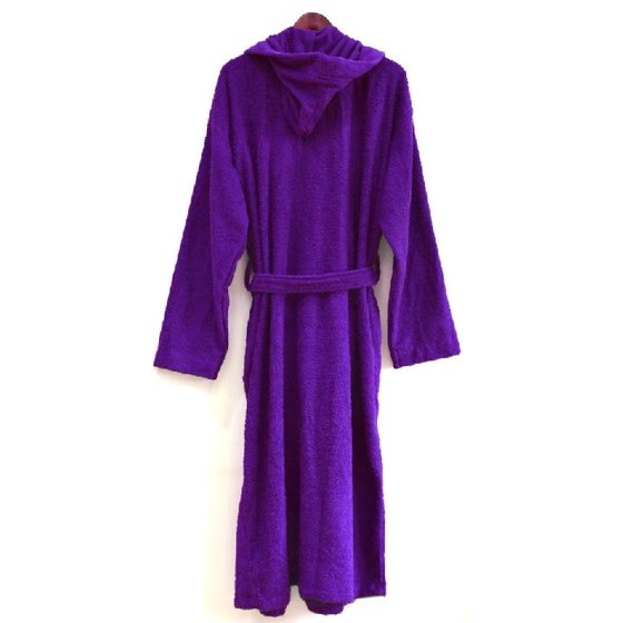 Spa & Resort Heavy Mens 3.5lb Dark Purple Hooded Terry Cloth Bathrobe