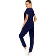 thumbnail image 3 of Minty Mint, Women's, Solid Stretch Medical Uniform Scrub Set V Neck Top Cargo Tapered Jogger Pants, Indigo Blue, XS, 3 of 5