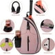 thumbnail image 5 of Mochila Bandolera Ajustable para Raquetas de Tenis - Mochila Cruzada para Bádminton, Squash y Entrenamiento Deportivo Al Aire Libre, Gran Capacidad, Rosa/Blanco, 5 of 7
