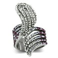 thumbnail image 1 of High Polished No Plating Stainless Steel Ring with Top Grade Crystal, Multi Color - Size 5, 1 of 1