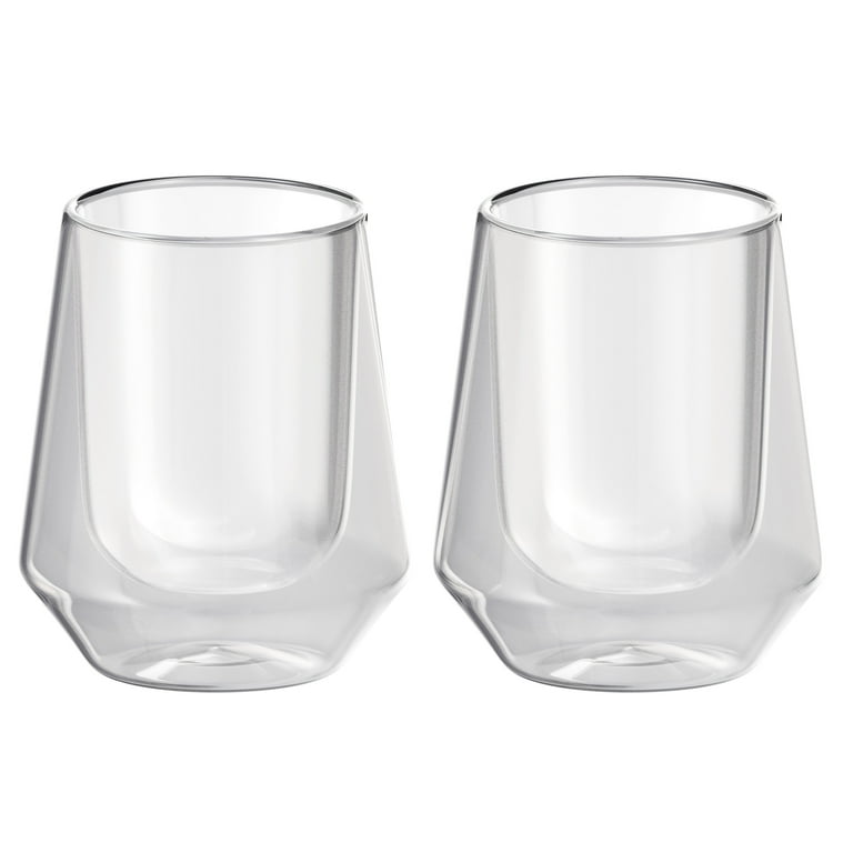 Elle Decor Set of 2 Double Wall Insulated Glasses, 8 oz Borosilicate  Glasses for Hot and Cold Drinks, Clear