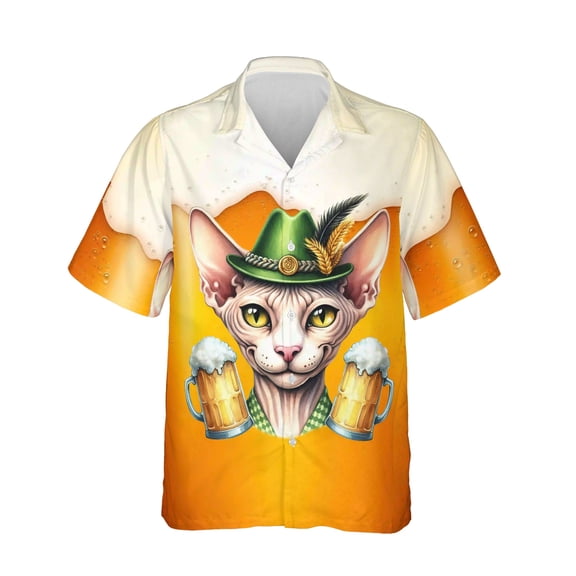 Best Sphynx Dad Proud Beer Lover Happy Oktoberfest Hawaiian Shirt Breathable Summer Unisex Merch Cat Lover Kitten Owner Gifts Idea - 02016