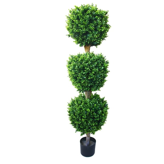 Villacera 5FT Artificial Hedyotis Potted 3-Tier Ball Shaped Topiary Tree