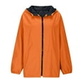 thumbnail image 6 of Women's Lightweight Softshell Compression Jacket Solid Hooded Windproof Waterproof Cuffed Long Sleeve Zip Up Packable Windbreaker with Pockets Orange M, 6 of 9