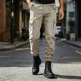 thumbnail image 2 of Axiiglly Cargo Pants for Men, Elastic Button Down Waisted Straight Slim Fit Work Pants with Multi Pockets, Casual Lightweight Workout Hiking Joggers Trousers S-2XL, 2 of 7