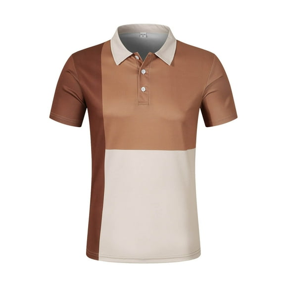 FhsagQ Men's Shirts Mens Shirts Tops Men'S Tops Summer New Men'S Short Sleeve Fashion Contrast Color Shirt Comfortable Shirts for Men Tops Super Fit Men Shirts Cotton Comfortsoft Khaki S