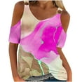 thumbnail image 1 of Blouses pour Femmes, Blouses Décontractées à Manches Courtes Imprimées et Col Rond, 1 of 1