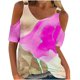 thumbnail image 1 of Camisas de Manga Corta para las Mujeres Blusa de Cuello Redondo de Impresión Casual, Top de Algodón de Imitación Ligero para el Hogar, el Uso Diario Y las Cuatro Estaciones, 1 of 4