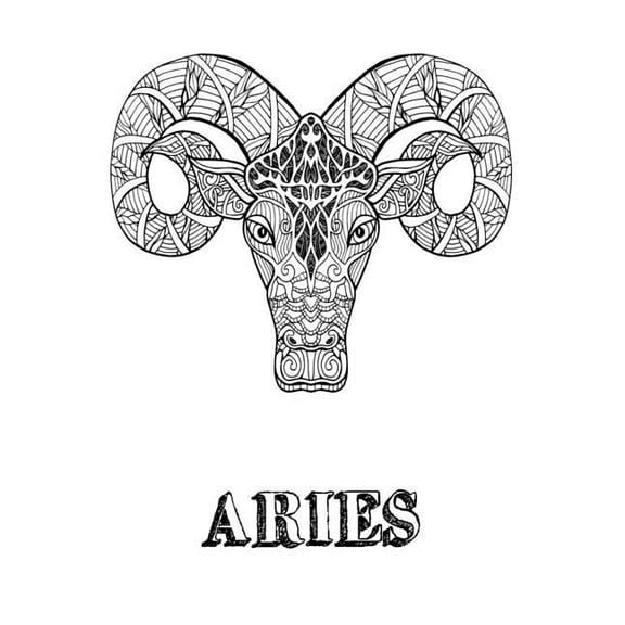 Zodiac Coloring Book Aries: Coloring Book With Three Different Styles of All Twelve Zodiac Including Symbols, Signs and Patterns. 36 Coloring, Book 1, (Paperback)