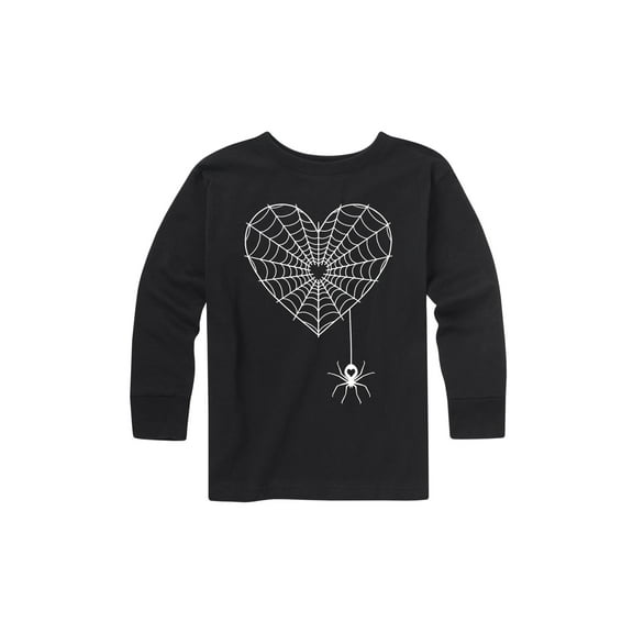 Instant Message - Spider, Heart Web White - Youth Long Sleeve Tee