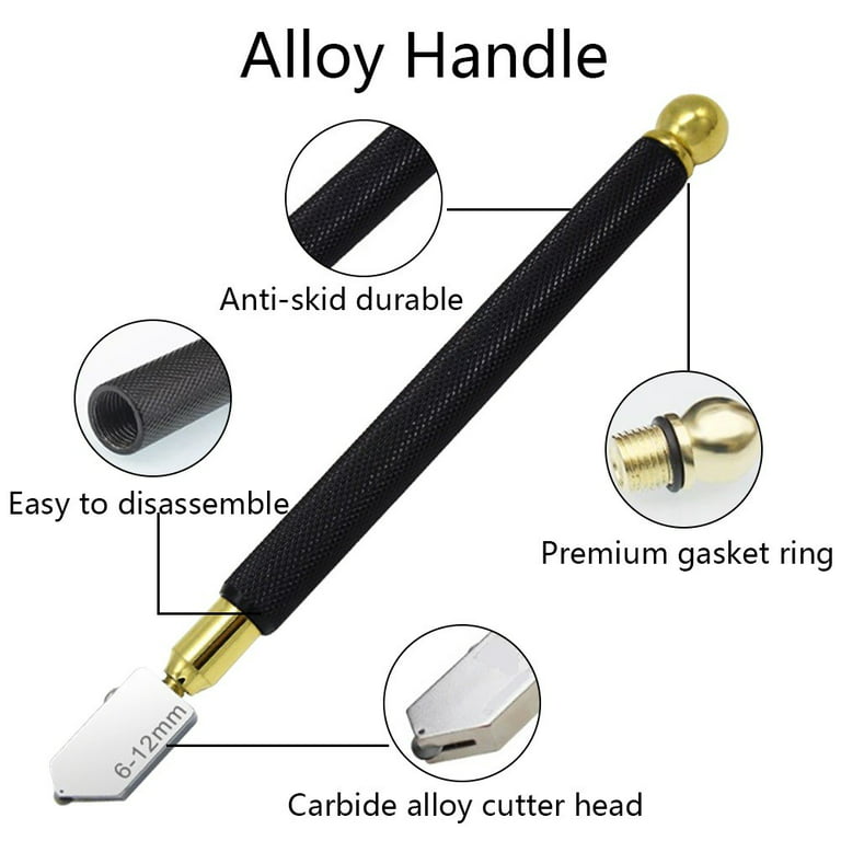 Glass Cutter Tool, Anti-Slip Pencil Style Handle Carbide Tip Glass