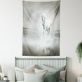 thumbnail image 4 of Horses Tapestry, Wild Horse Running through Water Dramatic Symbol for the Motivation of Life Art, Wall Hanging for Bedroom Living Room Dorm Decor, 60W X 80L Inches, Black and White, by Ambesonne, 4 of 5