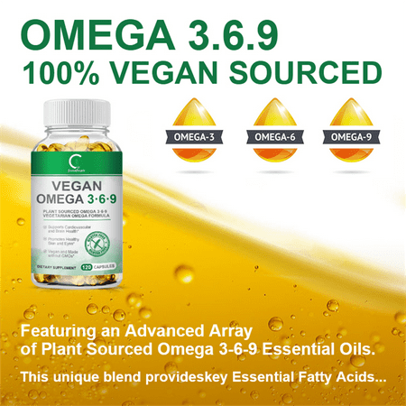 (2 Pack)Omega 3-6-9 Vegan Formula - 5 in 1 Scientifically Formulated Plant-Based Omega 3 6 9 Essential Fatty Acids - 240 Softgels Total