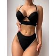 thumbnail image 3 of Bikini brasileño con realce de neón para mujer, traje de baño con Tanga de cintura alta, traje de baño de corte alto, Monokini con cuello Halter para mujer, 3 of 5