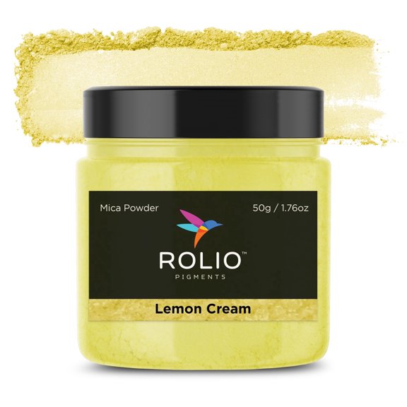 Rolio Mica Powder - Pigment for Paint Mixing & Blending for Epoxy Resin, Soap, Nails, Slime & Bath Bombs - 50g, 1 Jar, Lemon Cream
