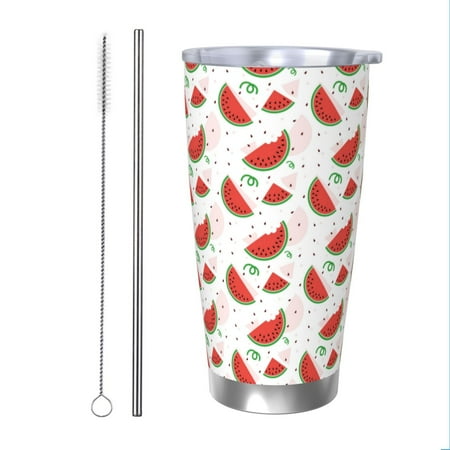 

Goofa Hand Drawn Watermelon for 20 oz Skinny Tumbler Stainless Steel Coffee Mug Slim Vacuum Insulated Travel Cup Car Cup-Straw Two-piece Set
