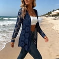thumbnail image 5 of Lace Cardigans for Women Long Sleeve V-Neck Sunflower Pattern Open Front Lightweight Beach Cover Up Navy M, 5 of 6