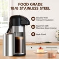 thumbnail image 2 of Jarra de café Gezoss, dispensador Airpot de 2,5 l/85 oz, de acero inoxidable, 2 of 8