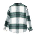 thumbnail image 4 of Siilsaa Womens Plaid Shirts Flannel Shacket Jacket Long Sleeve Button Down Boyfriend Shirt Coats ,Green, 4 of 5