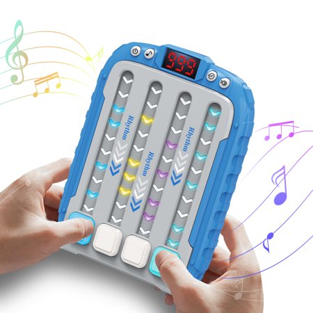 Rhythm Game Machine, Quick Push Pop Game Pop it Game Handheld Puzzle Game Machine with Music & Light, Fidget Game Toy for Kids 3 4 5 6 7 8 9 (Blue)
